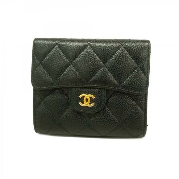 Chanel Matelasse Caviar Leather Tri-fold Wallet, Black, Women's, P1992888